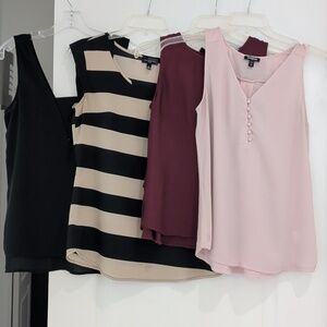 Lot 4 Sleeveless Lightweight Blouses Express Loft Black Tan Dusty Rose Maroon XS
